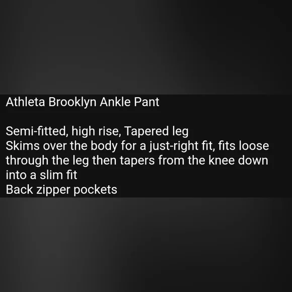 ❤️ NWOT! ATHLETA HIGH RISE BROOKLYN ANKLE PANTS, 20 - Picture 11 of 11